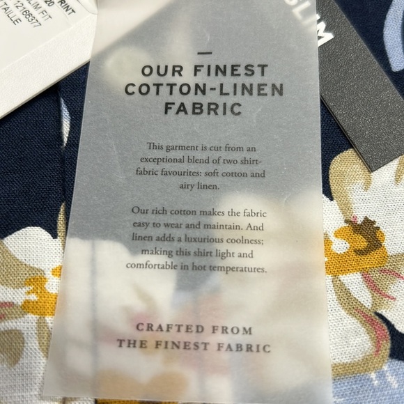 Jack & Jones XL blue yellow floral cotton linen blend men dress shirt NWT! - Picture 13 of 16